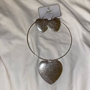 Women’s Heart Necklace and Earring Set